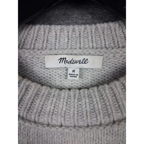Madewell Womens Sweater Medium Gray El Rancho Merino Wool Boxy Casual Crew - Picture 3 of 8
